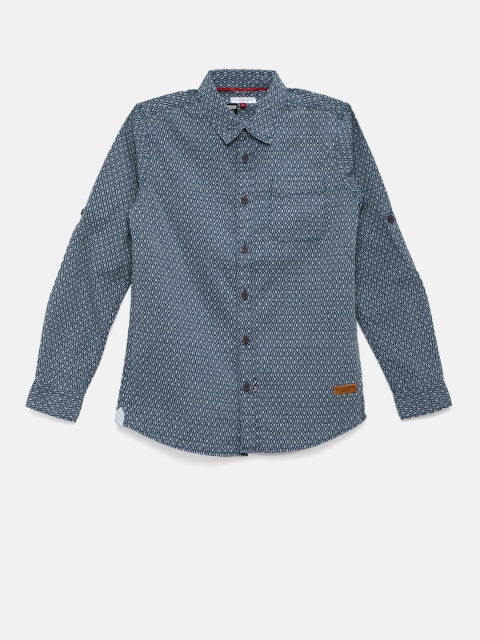 

U.S. Polo Assn. Kids Boys Blue Printed Casual Shirt