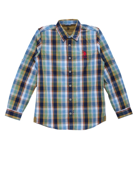 

U.S. Polo Assn. Kids Boys White & Blue Checked Casual Shirt