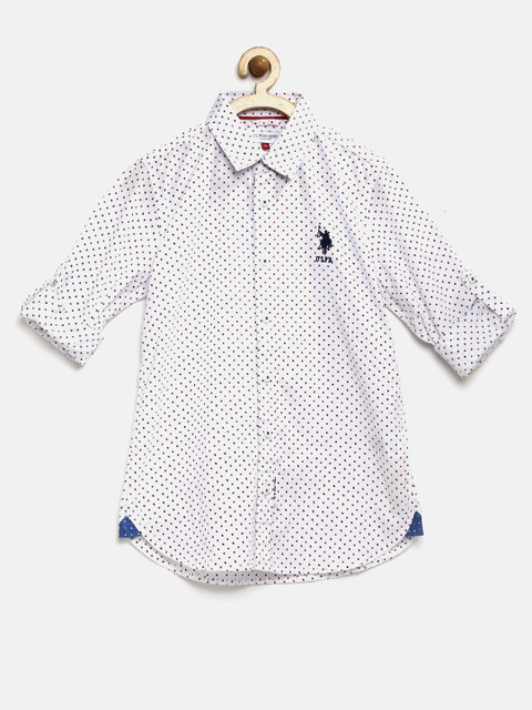 

U.S. Polo Assn. Kids Boys White Printed Casual Shirt