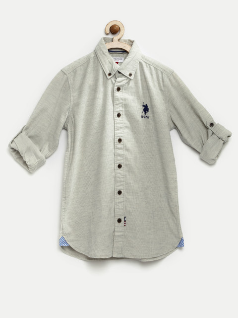

U.S. Polo Assn. Kids Boys Grey Melange Corduroy Casual Shirt