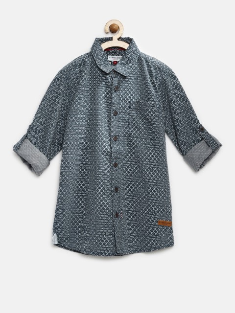 

U.S. Polo Assn. Kids Boys Blue Printed Casual Shirt