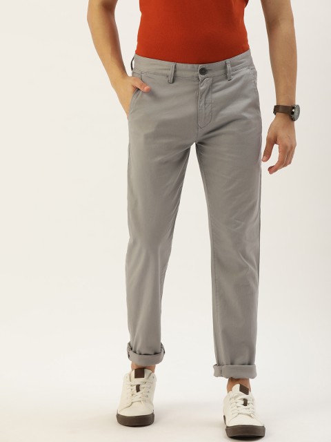 

PETER ENGLAND UNIVERSITY Men Grey Super Slim Fit Chinos Trousers