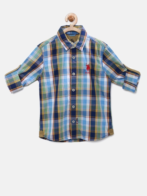 

U.S. Polo Assn. Kids Boys Blue Checked Casual Shirt