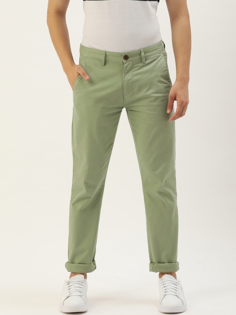 

PETER ENGLAND UNIVERSITY Men Green Super Slim Fit Chinos Trousers