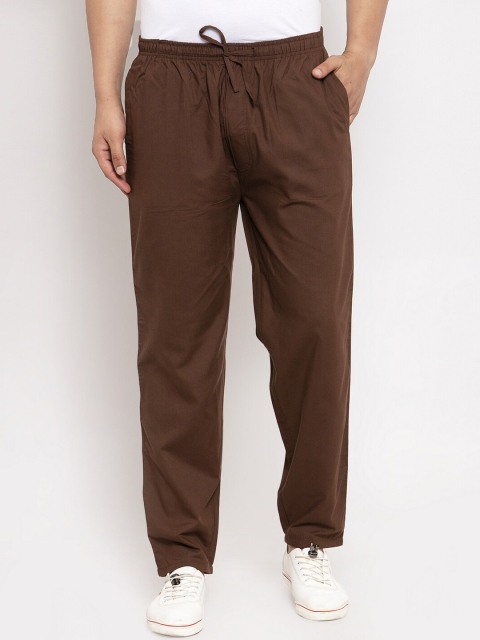 

JAINISH Men Coffee Brown Solid Slim-Fit Cotton Track Pants