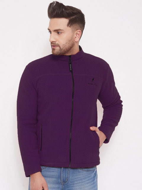 

HARBORNBAY Men Purple Cotton Front-Open Sweatshirt
