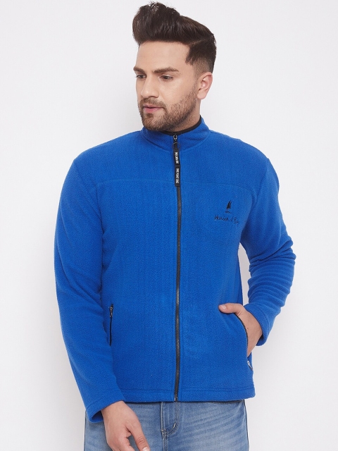 

HARBORNBAY Men Blue Cotton Front-Open Sweatshirt