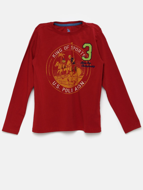 

U.S. Polo Assn. Kids Boys Red Printed T-Shirt