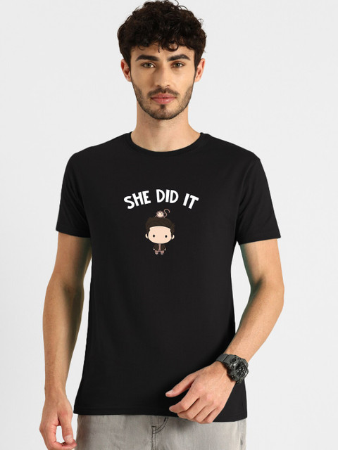 

Bewakoof Men Black & White Typography Printed T-shirt