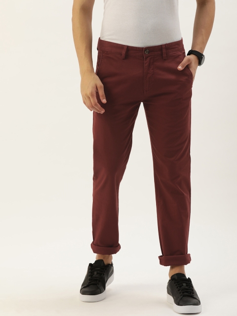 

PETER ENGLAND UNIVERSITY Men Maroon Super Slim Fit Chinos Trousers