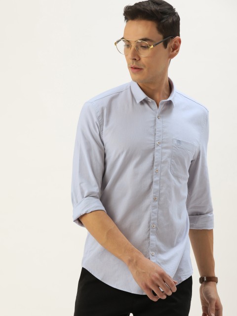 

PETER ENGLAND UNIVERSITY Men Blue Super Slim Fit Opaque Casual Shirt