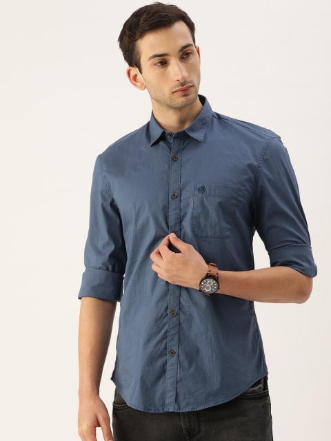 

PETER ENGLAND UNIVERSITY Men Blue Solid Super Slim Fit Casual Shirt