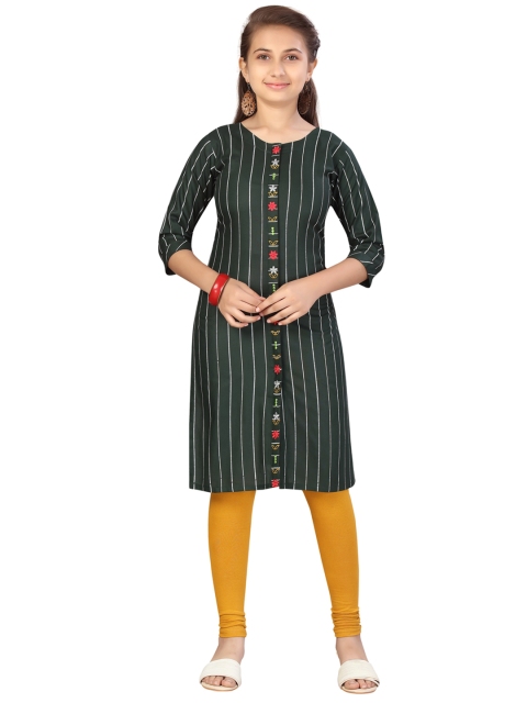 

Aarika Girls Green & White Striped Kurta