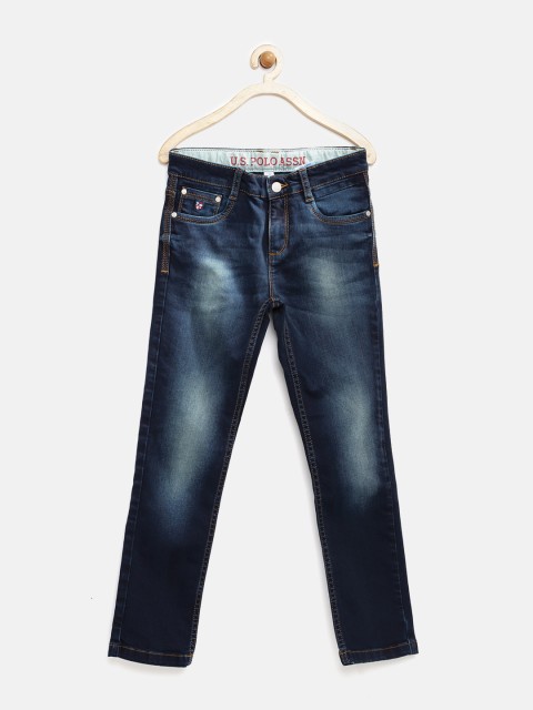 

U.S. Polo Assn. Kids Boys Blue Slim Fit Mid-Rise Jeans