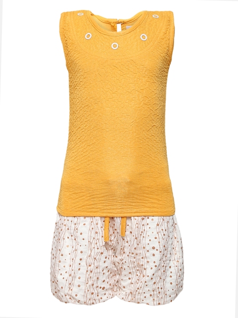 

Aarika Girls Yellow & White Crinkled Top with Shorts