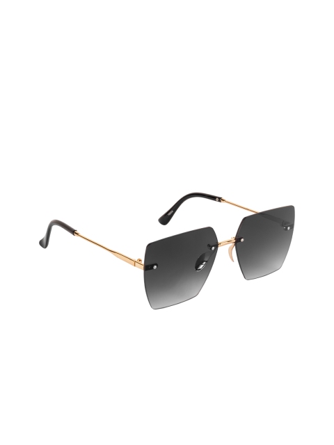 

AISLIN Unisex Black Lens & Gold-Toned Rimless Rectangle Sunglasses