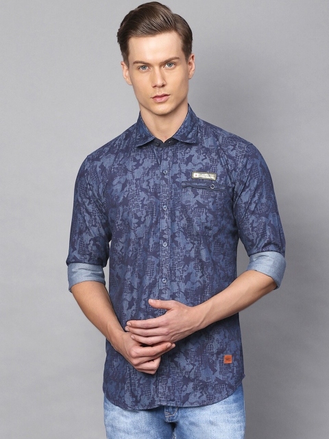 

Campus Sutra Men Blue Abstract Printed Casual Shirt