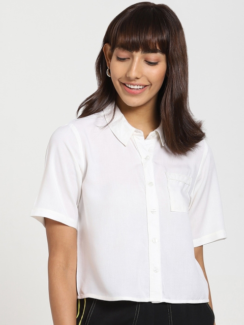 

Bewakoof Women White Casual Shirt