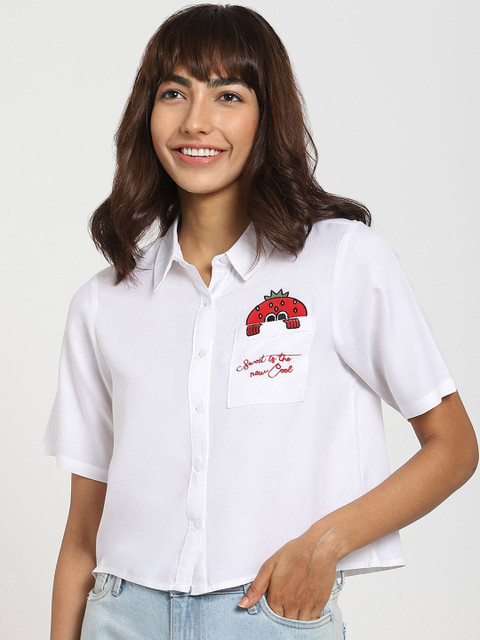 

Bewakoof Women White Casual Shirt
