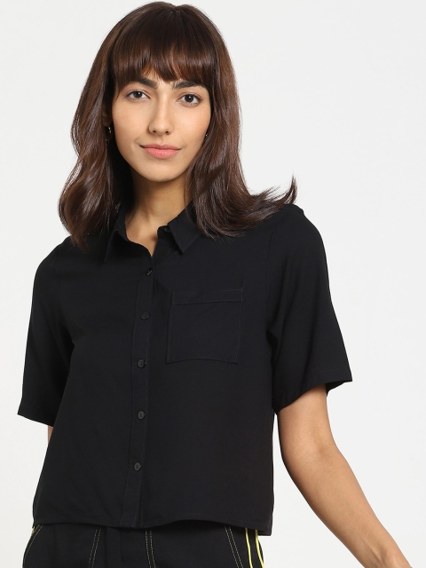 

Bewakoof Women Black Boxy Casual Shirt
