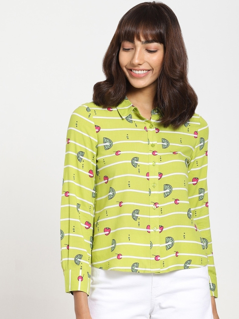 

Bewakoof Women Green Printed Casual Shirt