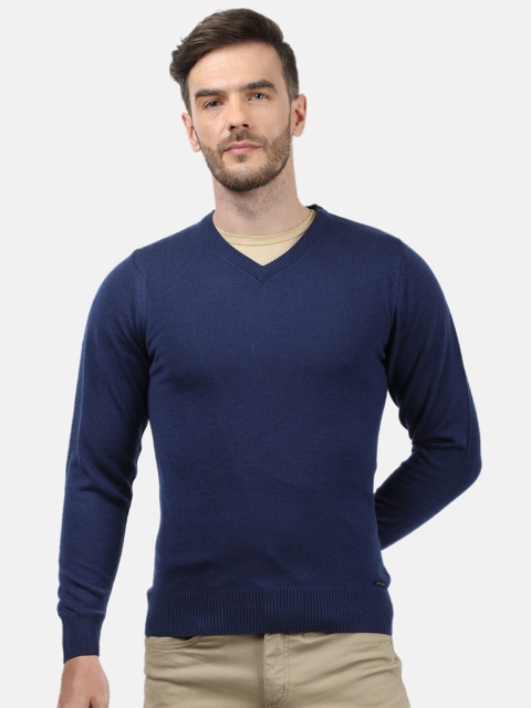 

Monte Carlo Men Blue Wool V-Neck Pullover Sweater