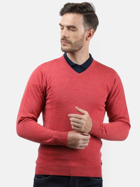 

Monte Carlo Men Red V-Neck Wool Pullover Sweaters