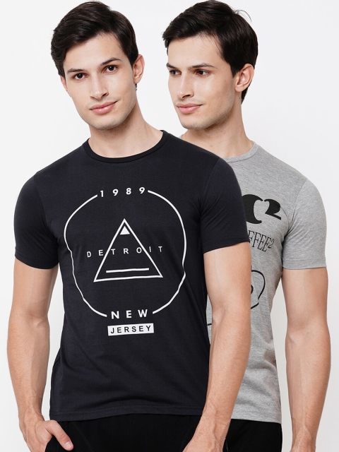 

Sweet Dreams Men Pack Of 2 Black & Grey Cotton Lounge T-Shirts