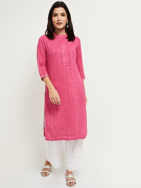 

max Women Pink Striped Kurta
