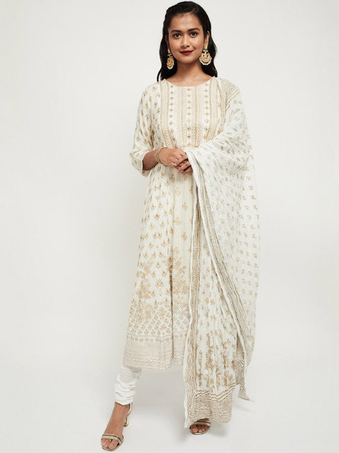 

max Women Off White Floral Printed Kurta