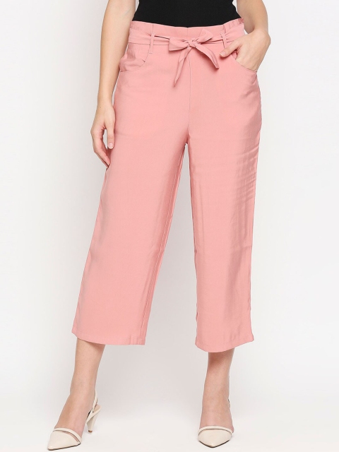 

Kraus Jeans Women Pink Loose Fit High-Rise Culottes Trousers