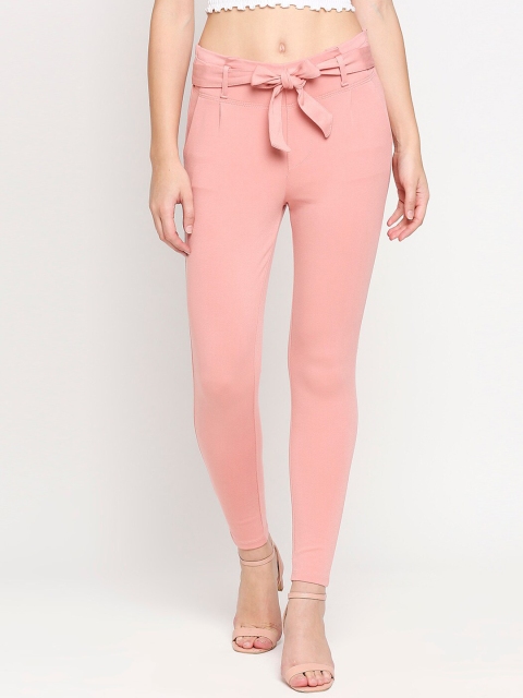 

Kraus Jeans Women Pink Loose Fit High-Rise Pleated Peg Trousers
