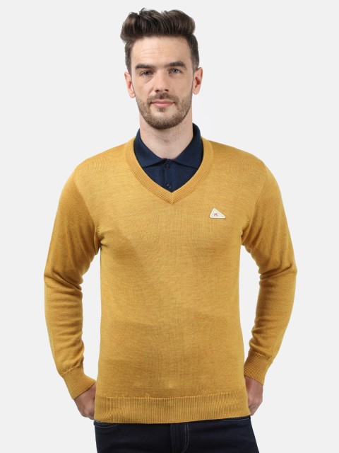 

Monte Carlo Men Mustard Woollen Pullover with Applique Detail