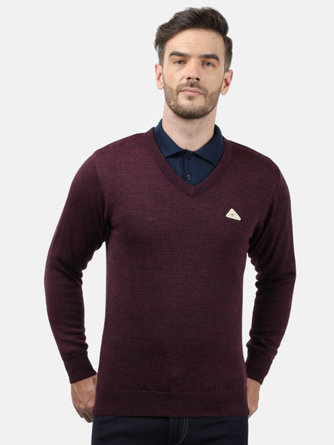 

Monte Carlo Men Purple Woollen Pullover with Applique Detail