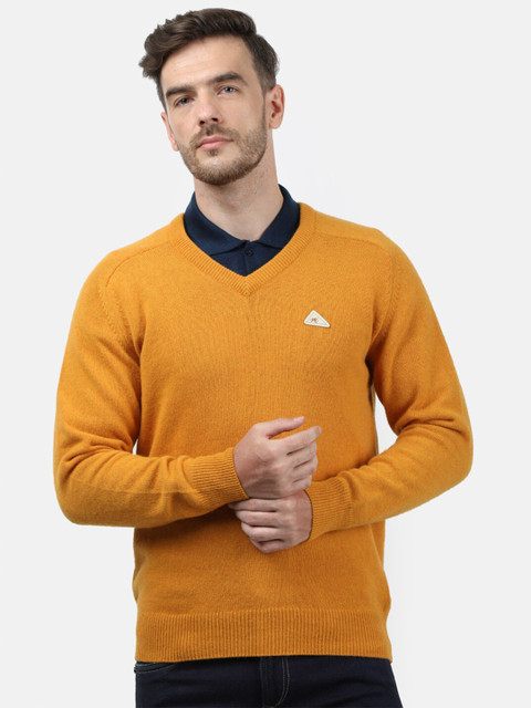 

Monte Carlo Men Orange Woollen Pullover with Applique Detail
