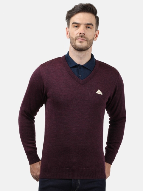 

Monte Carlo Men Purple Woollen Pullover with Applique Detail