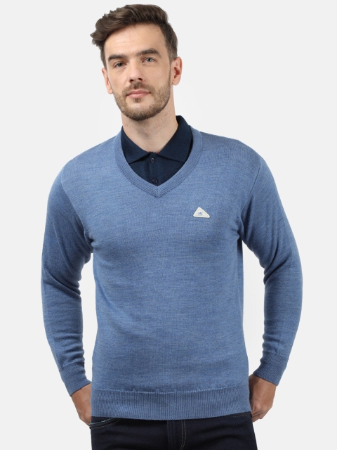 

Monte Carlo Men Blue Woollen Pullover with Applique Detail