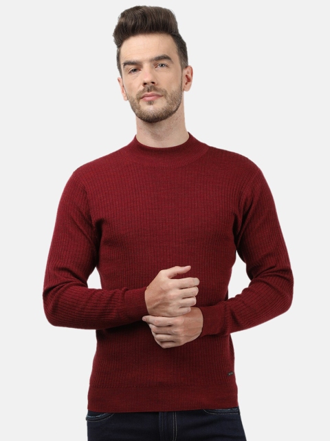 

Monte Carlo Men Maroon Ribbed Wollen Pullover