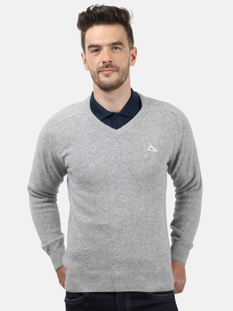 

Monte Carlo Men Grey Wollen Pullover with Applique Detail
