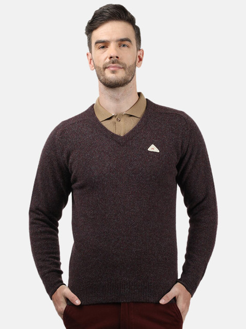 

Monte Carlo Men Maroon Woollen Pullover with Applique Detail