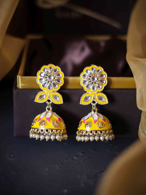 

Kairi Yellow & White Contemporary Jhumkas Earrings