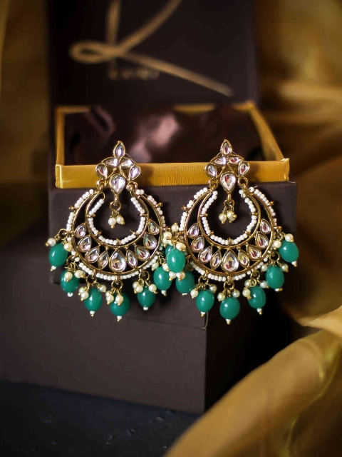 

Kairi Green & White Contemporary Chandbalis Earrings