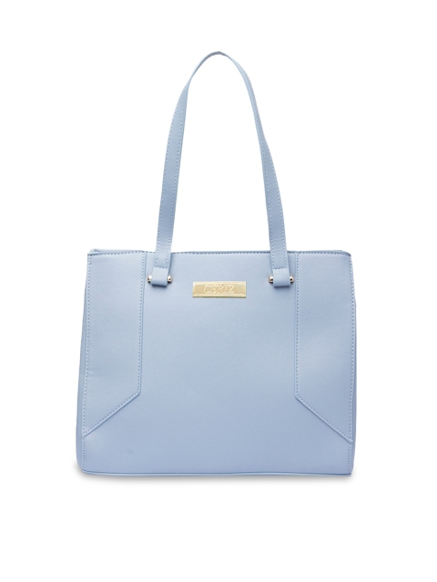 

CERIZ Blue PU Structured Tote Bag