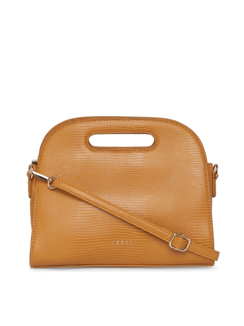 

CERIZ Yellow Textured PU Sling Bag