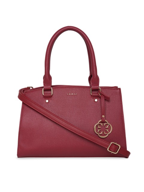 

CERIZ Women Red PU Structured Handheld Bag And Detachable Sling Strap
