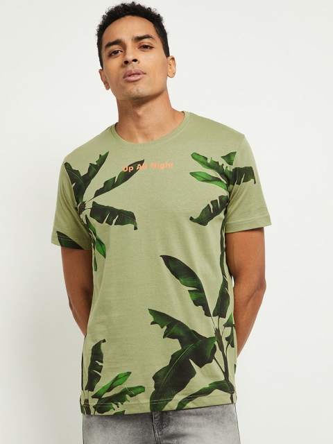 

max Men Green Printed Pockets T-shirt