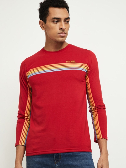 

max Men Red Colourblocked T-shirt