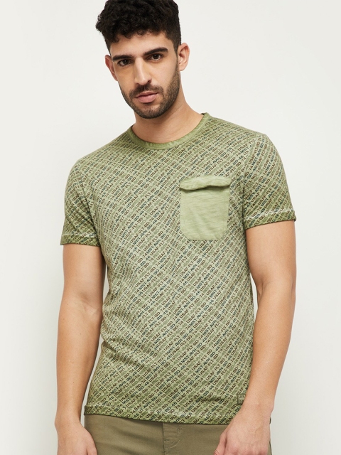 

max Men Green Printed Pockets T-shirt