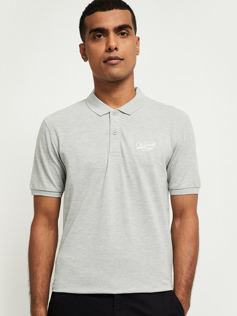 

max Men Off White Polo Collar T-shirt