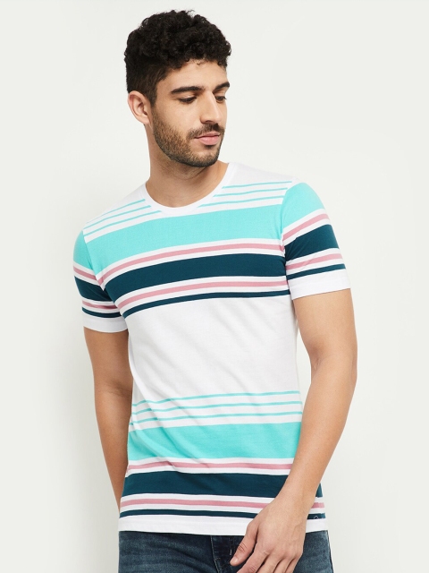 

max Men White Striped T-shirt